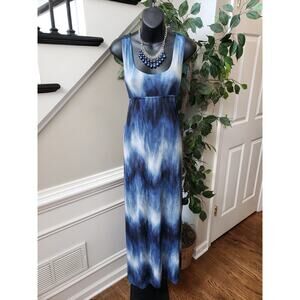 Snap Blue Sleeveless Sheath Maxi Dress